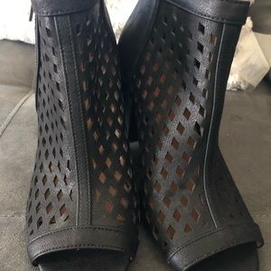 Black open booties
